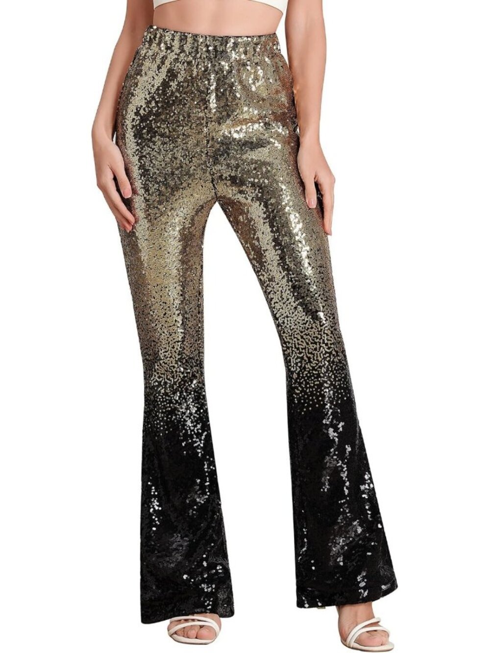 Sparkle Sequin Flare Pants | High Waisted Bell Bottoms | Bling Glitter Dancewear